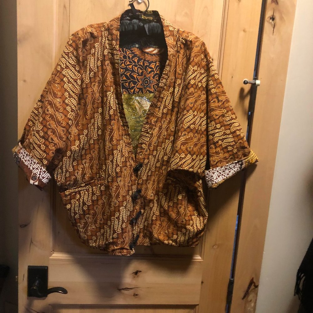 Hand made in Africa reversible print jacket -L